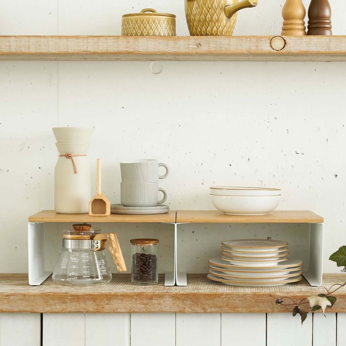 Yamazaki Tosca Wood-Top Stackable Kitchen Rack | West Elm