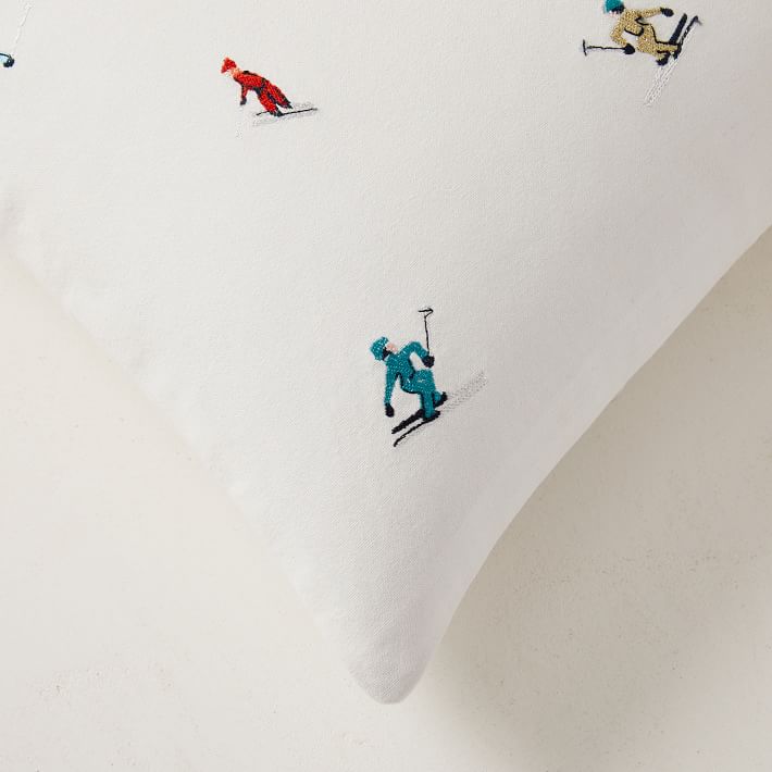 Embroidered Ski Slope Pillow Cover West Elm