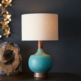 west elm blue lamp