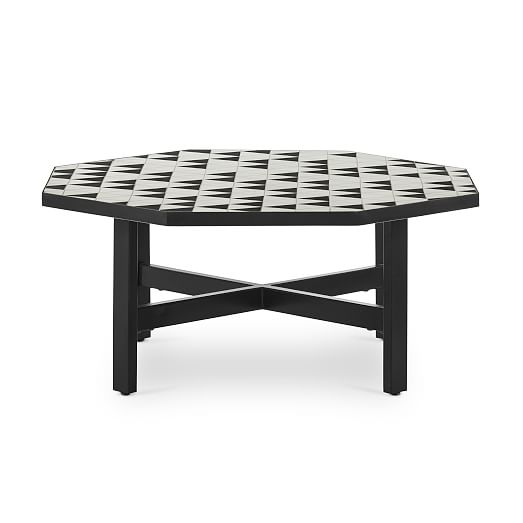 Black & White Tile Outdoor Coffee Table Modern Living Room Furniture