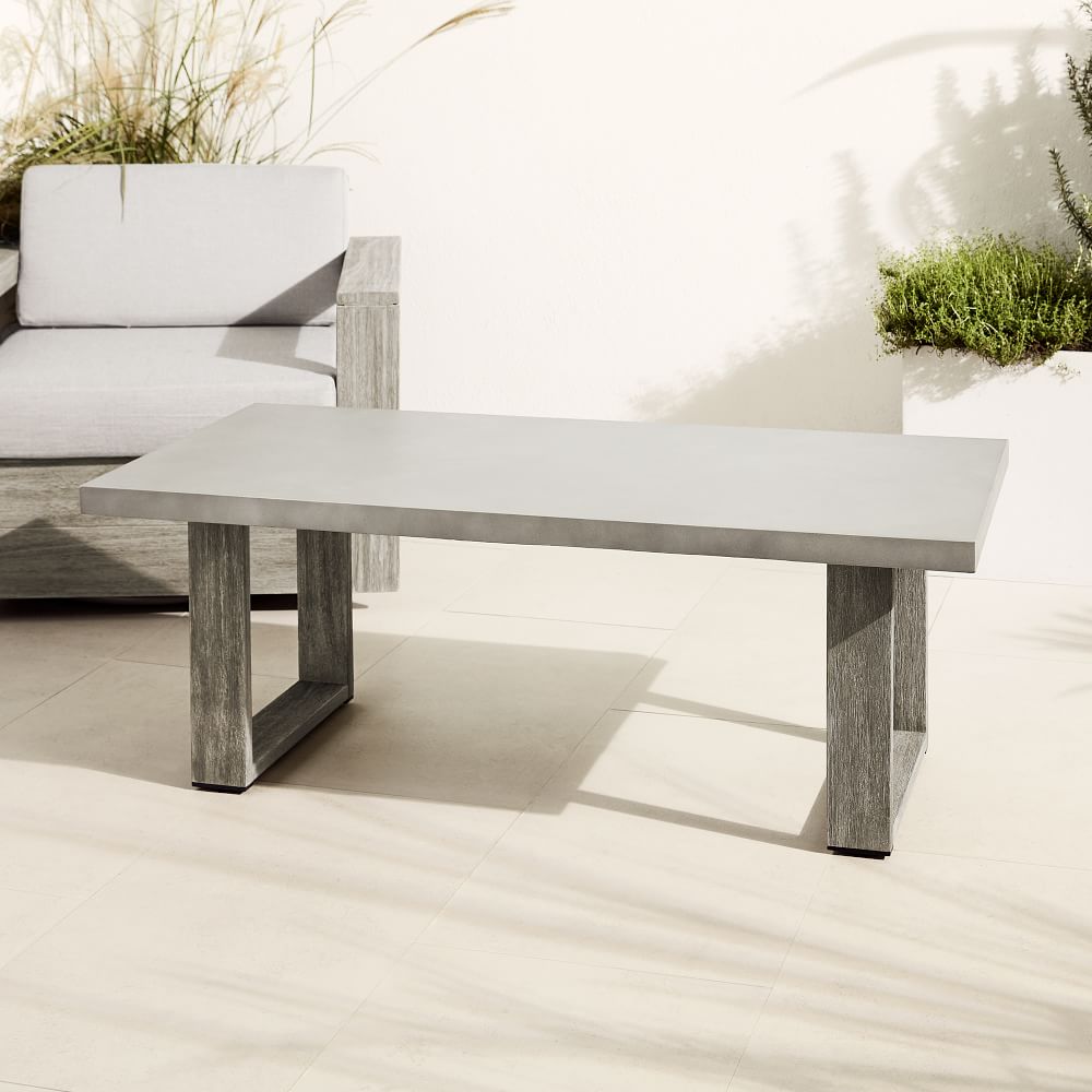 Portside Outdoor Wood/Concrete Coffee Table (50.5")