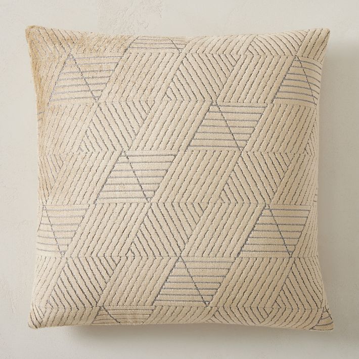 Geo Facet Jacquard Velvet Pillow Cover West Elm