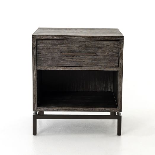 Washed Oak & Iron Nightstand (22.25