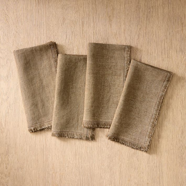 Frayed Edge Linen Napkin Sets West Elm