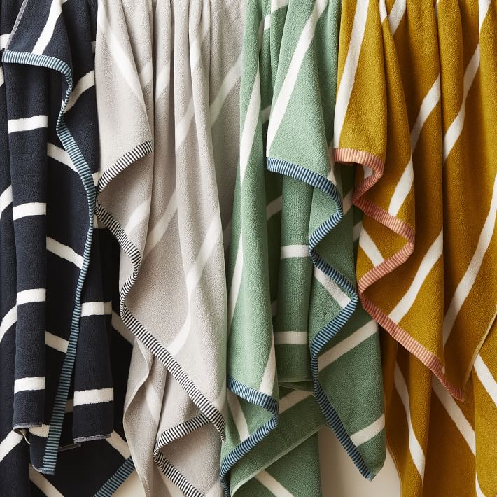 Organic Woven Stripe Beach/Pool Towel - Peacock | West Elm