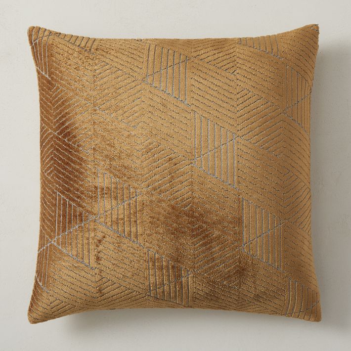 Geo Facet Jacquard Velvet Pillow Cover West Elm