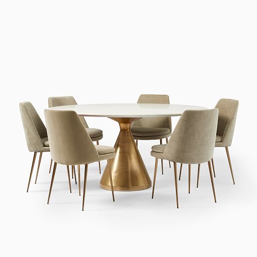 Silhouette Pedestal Round Dining Table & Finley Chair Set West Elm