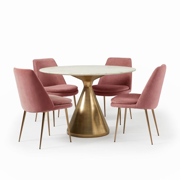 Silhouette Pedestal Round Dining Table & Finley Chair Set West Elm