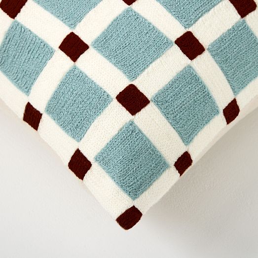 Crewel Geo Check Pillow Cover West Elm