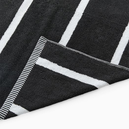 Woven Stripe Beach/Pool Towel Black West Elm