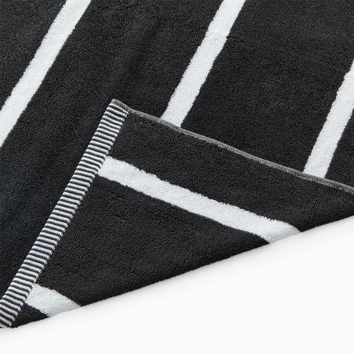 Woven Stripe Beach/Pool Towel Black West Elm