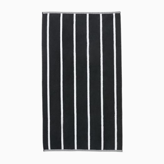 Woven Stripe Beach/Pool Towel Black West Elm