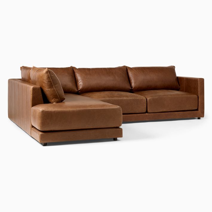 Melbourne Leather 2Piece Bumper Chaise Sectional (116"126") West Elm