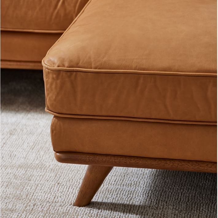 Zander Leather 2 Piece Chaise Sectional Sofa With Chaise West Elm