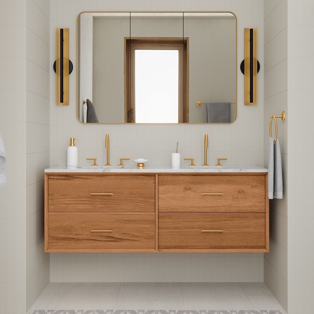 Mid-Century Floating Double Bathroom Vanity (63"–72") | West Elm