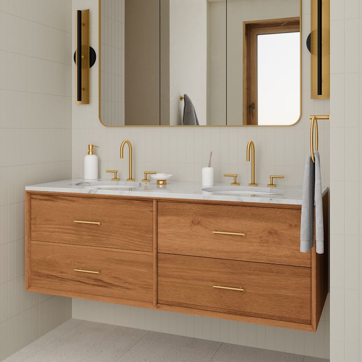 Mid-Century Floating Double Bathroom Vanity (63"–72") | West Elm