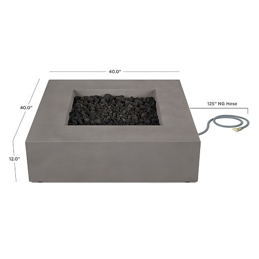 Square 40" Outdoor Concrete Fire Table West Elm