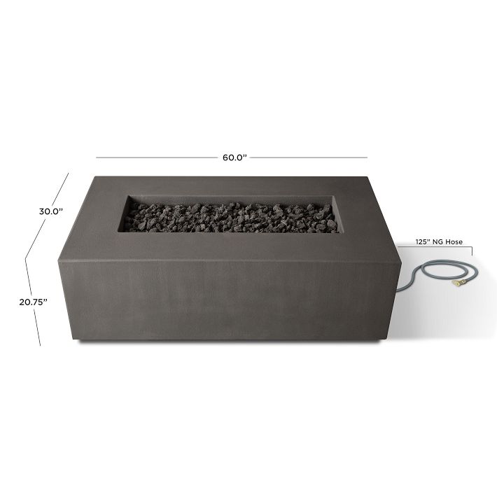 Tall 60" Rectangle Outdoor Concrete Fire Table | West Elm