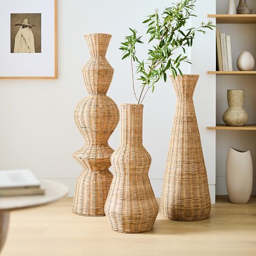 Woven Wicker Floor Vases | West Elm