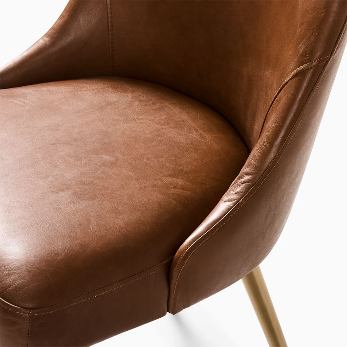 MidCentury HighBack Leather Dining Chair Metal Legs West Elm