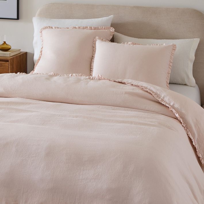 European Flax Linen Ruffle Duvet Cover & Shams West Elm