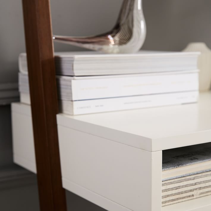 Ladder Shelf Desk & Wide Bookshelf Set (78") West Elm