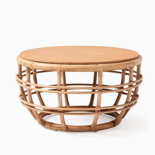 Savannah Rattan Round Coffee Table (28") West Elm