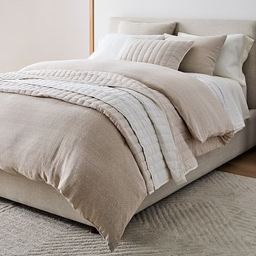 European Flax Linen Cotton Pick Stitch Quilt & Shams | West Elm