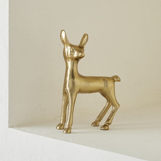 Vintage Cast Metal Deer Figurines Polished Brass West Elm