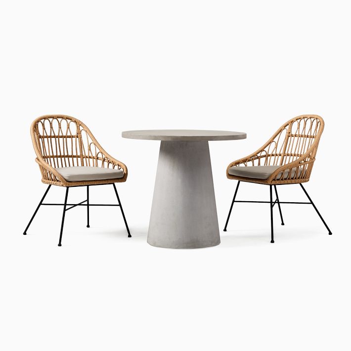 Outdoor Pedestal Bistro Table (32"60") & Palma Chairs Set West Elm