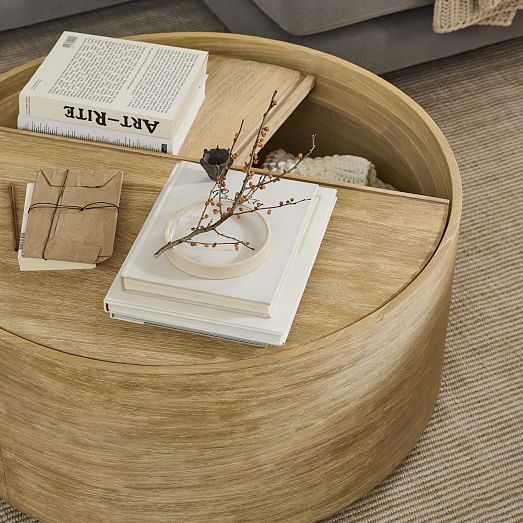 Volume Round Storage Drum Coffee Table Modern Living Room Furniture