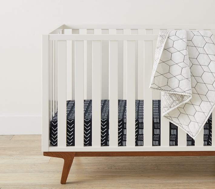 Organic Muslin Mudcloth Print Crib Fitted Sheet West Elm