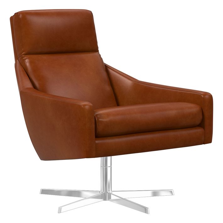Austin Leather Swivel Armchair West Elm