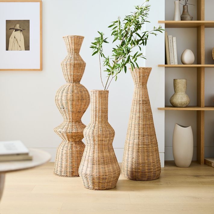Open Box Woven Wicker Floor Vases West Elm
