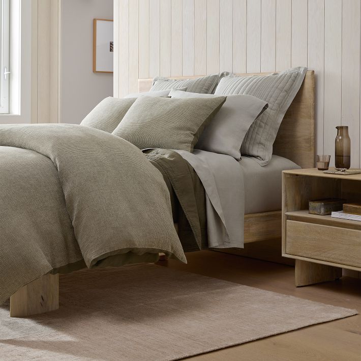 European Flax Linen Mini Waffle Duvet Cover & Shams West Elm