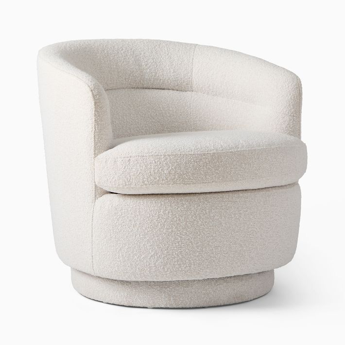Buy Soft Cosy Bouclé Ivory Natural Otis Swivel Accent Chair from