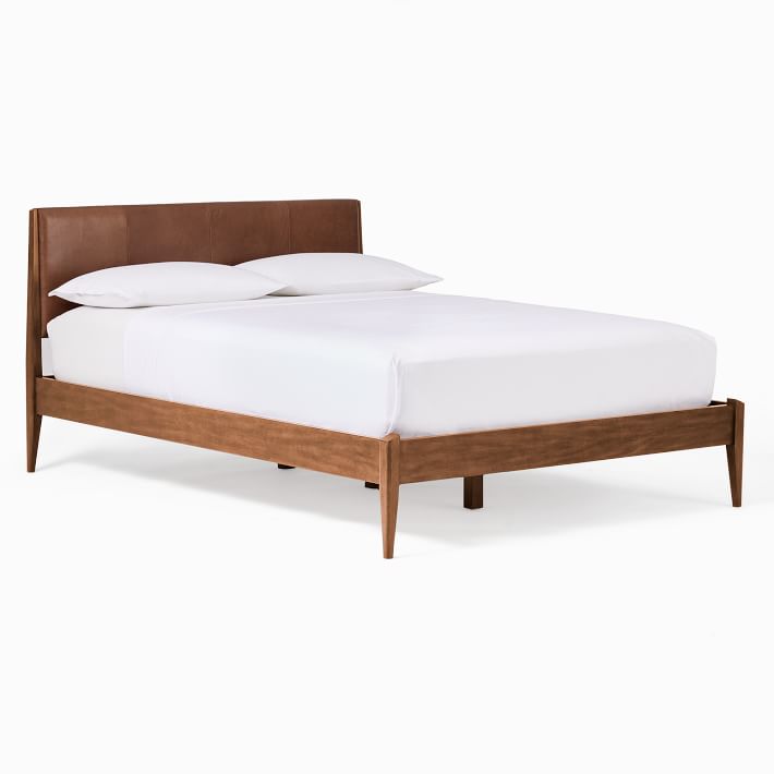 Modern Leather Show Wood Bed | West Elm