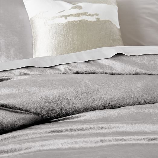 Washed Cotton Luster Velvet Duvet Cover & Shams West Elm