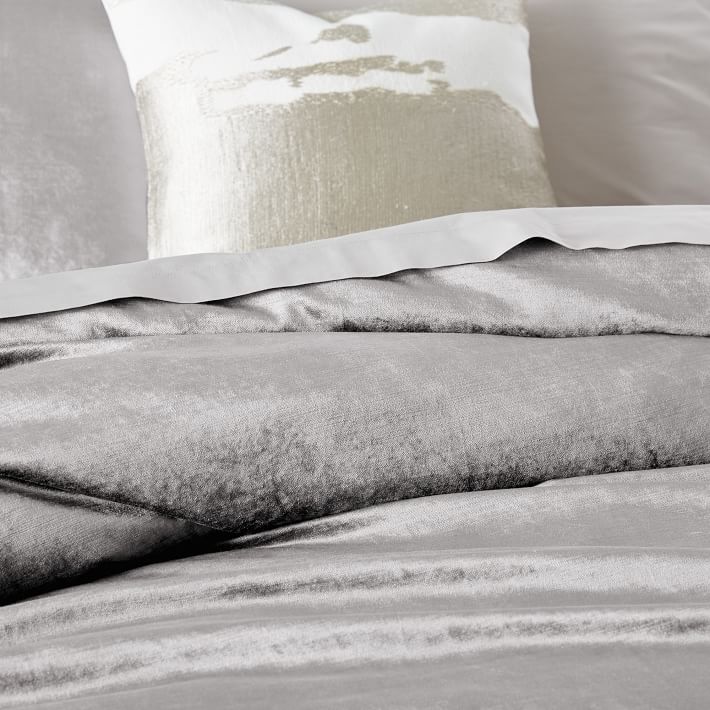 Washed Cotton Luster Velvet Duvet Cover & Shams | West Elm