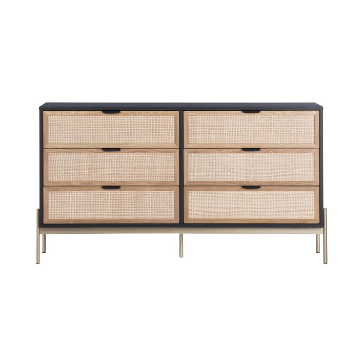 Lofted Rattan & Wood 6-Drawer Dresser (63
