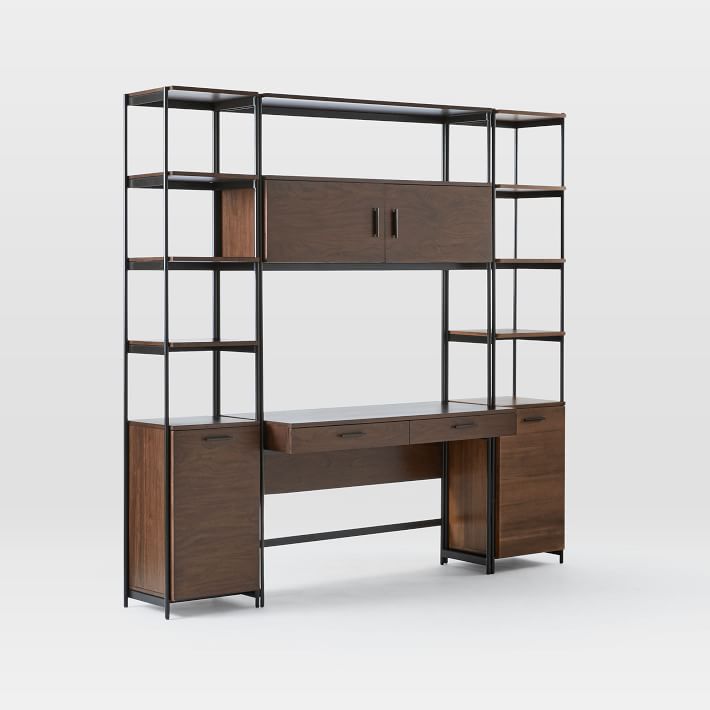 Foundry Narrow Bookcase & Desk Set (84") Dark Walnut West Elm