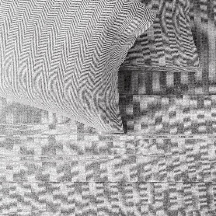 Organic Flannel Herringbone Sheet Set & Pillowcases West Elm