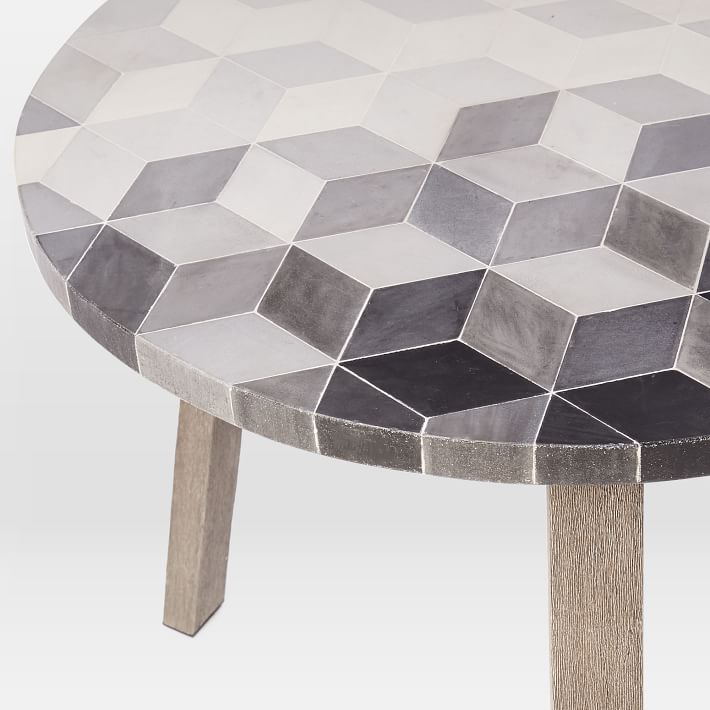 Mosaic Tiled Outdoor Bistro Table Isometric Concrete West Elm