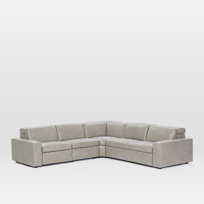 Enzo Leather 5Piece LShaped Reclining Sectional (114") West Elm