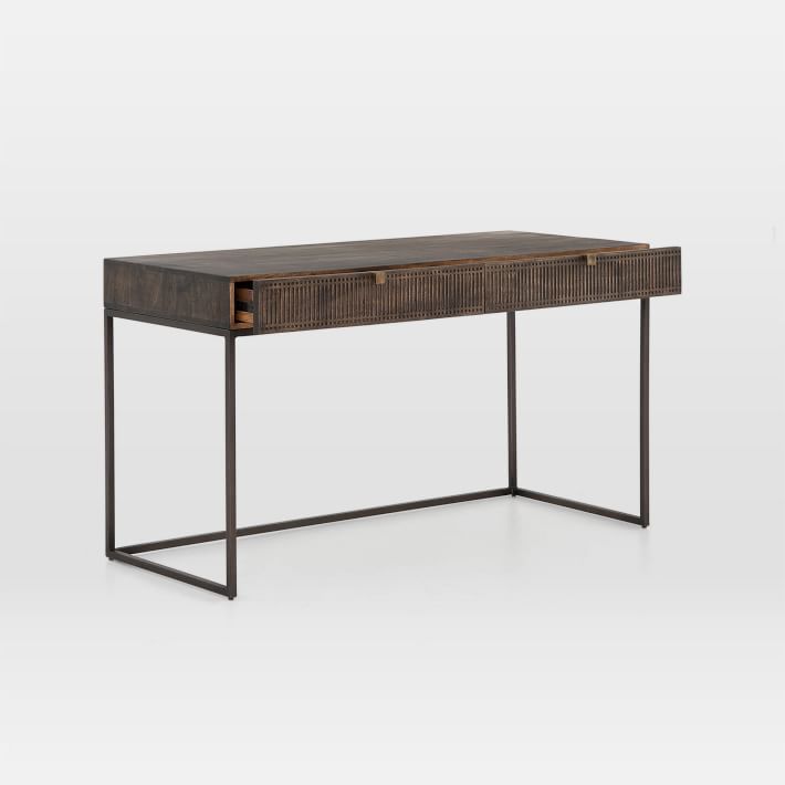 Carved Mango Wood Writing Desk (56") West Elm