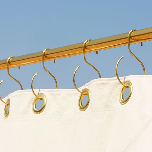 Quiet Town Shower Curtain Rings Brass West Elm