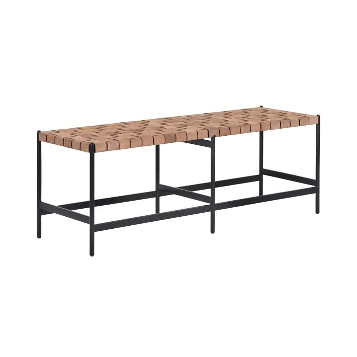 Woven Leather Bench | West Elm