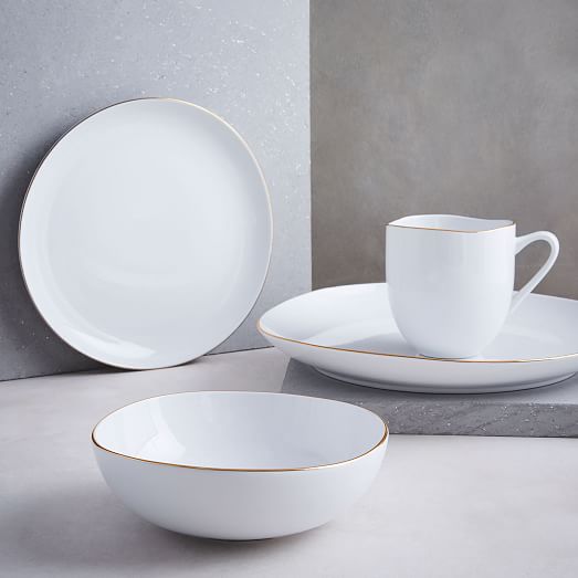 Organic Porcelain GoldRimmed Salad Plate Sets West Elm