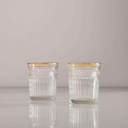 Radiant Cut GoldRim Drinking Glasses West Elm