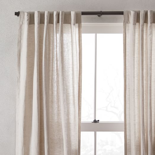 European Flax Linen & Luster Velvet Curtain - Natural/Dusty Blush ...